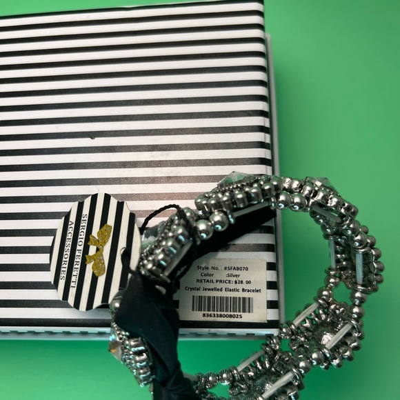 Silver Crystal Jewelled Stretch Bracelet - Picture 7 of 10